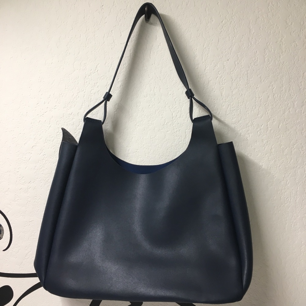 Neiman Marcus Large hobo bag blue vegan leather - Picture 1 of 16